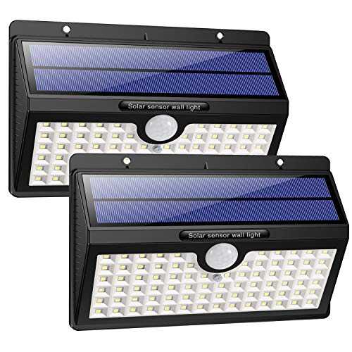 Solar Lights Outdoor, HETP Upgraded 78 LED Solar Motion Sensor Security Lights 2000 mAh Solar Powered Lights Waterproof Wireless Wall Lights Solar Lamps with 3 Intelligent Modes for Outside(2 Pack)