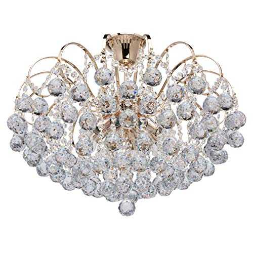 MW-Light 232016708 Modern Ceiling Lighting Crystal Chandelier Baroqque in Gold for Living Room, Bedroom 8 Lights E14 x 60W excl