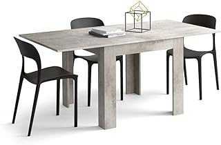 Mobili Fiver, Square extendable dining table, Eldorado, 90x(180) x90 cm, Concrete Effect, Grey, Made In Italy