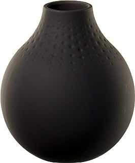 Villeroy & Boch Collier Noir Vase Perle No. 3, 11x11x12 cm, Premium Porcelain, Black