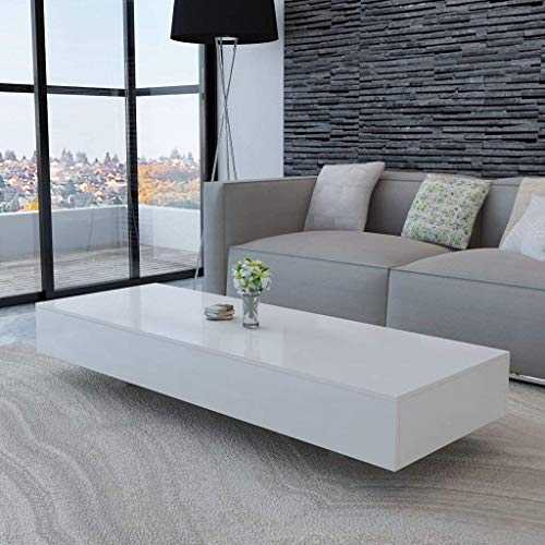 Festnight Modern Coffee Table Living Room Furniture Tables for Living Room,115 X 55 X 31cm High Gloss White Rectangle