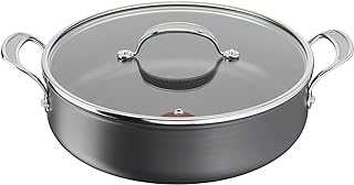 Tefal Jamie Oliver Cook's Classics All in One Pan, Non-Stick, Oven-Safe, Induction, Glass Lid, Riveted Handle, Hard Anodised Aluminium, Black, 30 cm Shallow Pan + Lid
