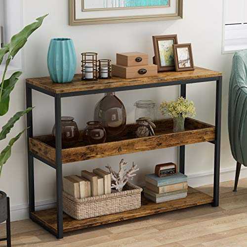 Tribesigns Console Table Sofa Table Entryway Table 3-Tier Industrial Console Table, Hallway Sofa Table, Narrow Side Table Entrance Console with 2-Shelves for allway, Entryway, Living Room
