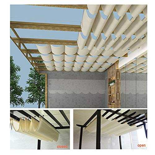 PENGFEI Retractable Pergola Canopy Shade Cover, Privacy Screen Anti-UV for Deck, Terrace, Gazebo, Courtyard Wave Roof Awning, Custom Size (Color : Beige, Size : 0.9x4M)