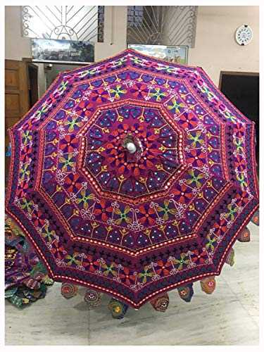 Fine Indian Handmade Traditional Rajasthani Embriodery Decorative Garden Patio Umbrella Parasols
