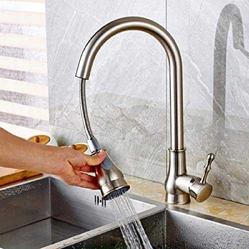 LOPIXUO Kitchen faucet Brushed Nickel Kitchen Faucet Pull Out Kitchen Sink Hot Cold Water Tap Single Lever Stream Sprayer Bathroom Kitchen Faucet,Brushed nickel