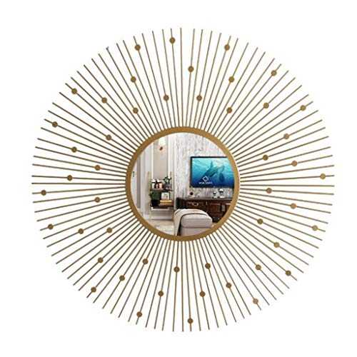 XWZH Mirrors for Wall Mirrors for Living Room Brushed Gold Sunburst Round Wall Mirror for the Living Room, Bathroom, Bedroom, and Entryway (Color : A)