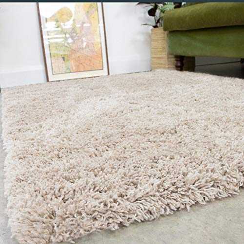 Modern Thick Beige Shaggy Area Rug Durable Super Soft Fluffy Shag Rugs Living Room Lounge Bedroom 121cm x 171cm