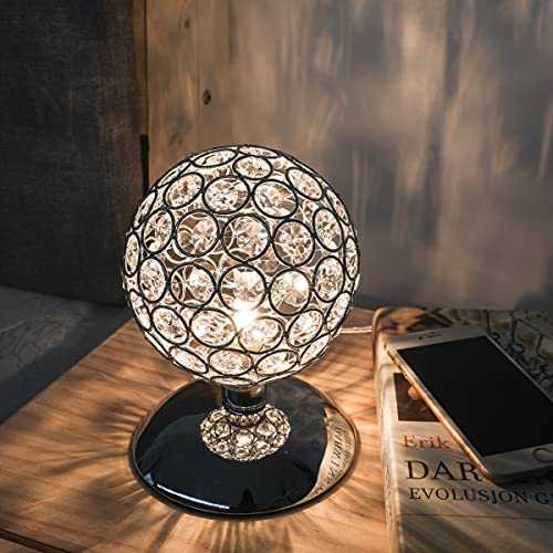 Table Lamp for Living Room, Touch Control Crystal Table Lamp Bedside Lamp Dimmable G9 Base Silver Modern Night Light Ball Touch Sensor Diameter 13cm with UK Plug for Bedroom Guest Room【No Bulb】