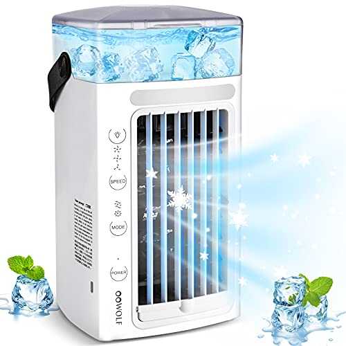 Portable Air Cooler,4 in 1 Personal Mini Mobile Air Conditioner Fan with 7 Colors LED Light, 2 Spray Modes，3 Wind Speeds for Office, Home, Dorm,Bedroom
