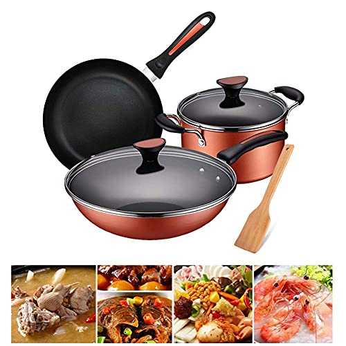HYCy Nonstick 6-Piece Cookware Set, Hard-Anodized Aluminum Nonstick Cookware Set with Glass Lids, Induction Compatible