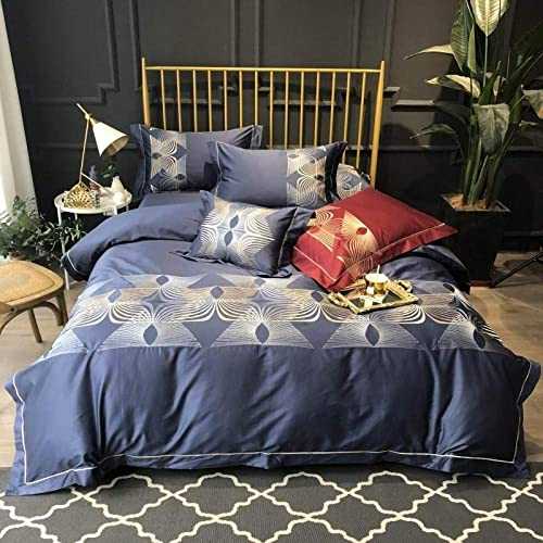 HJRBM Psychedelic Pattern Bedding Set 120S Egyptian Cotton Bedding Super Luxury Bed Set Bed Embroidery Duvet Cover,Colour 3,Queen Size 4pcs (Colour 1 Queen Size 4pcs)