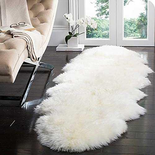 Sheepskin Rug Faux Fur Rug Meyecon Area Rugs Faux Fleece Chair Cover Seat Pad Soft White Fluffy Rugs For Bedroom Sofa Floor Carpet Living Room Decoration (white, 160 x 60 cm)