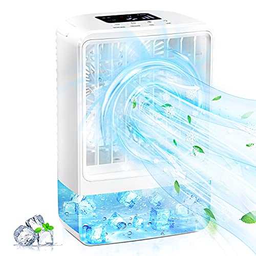 Portable Air Conditioner Unit & Air Con, Kedoxi Mini Air Cooler Table Fan Aircon, Mobile Fan with Battery for Home Office Outdoor, 4 in 1 Evaporative Air Conditioning, Humidifier, Purifier with Timer