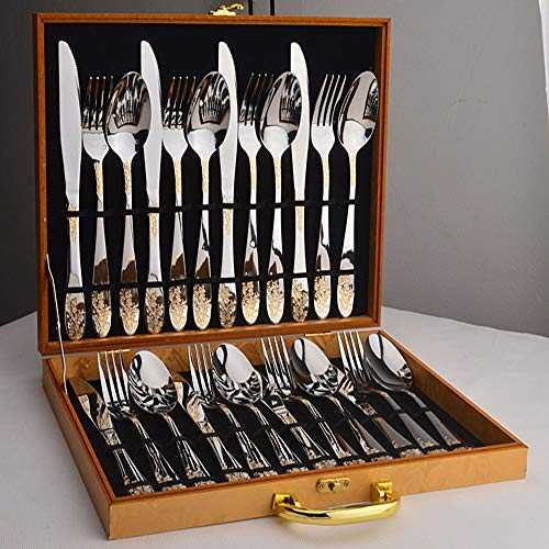 George zhang Tableware set of 24 stainless steel silverware set high-grade mirror polished tableware set (for 8 persons),M