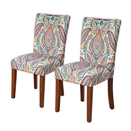Kinfine Parsons Upholstered Accent Dining Chair, Set of 2, Colorful Paisley
