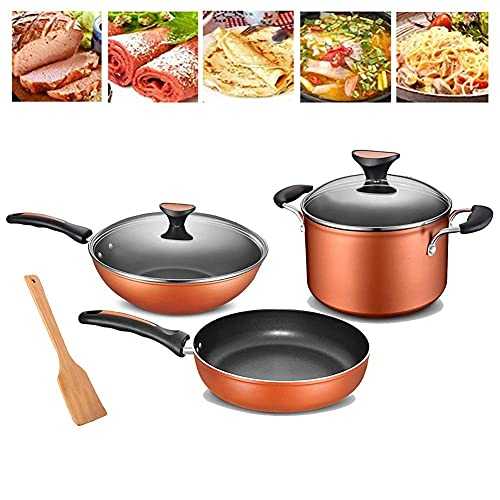 6 Piece Cookware Set, Simply Pots and Pans Set with Saute Pan, Fry Pan and Stock Pot, BPA Free - More Health and Safe for Family