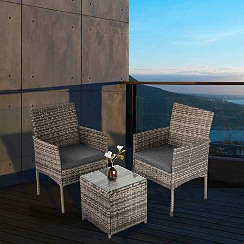 Garden Furniture Sets 3 PCS Rattan Sofa Set Outdoor Table and Chairs Patio Furniture