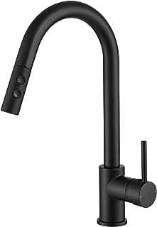 Pull Out Kitchen Sink Mixer Tap High Arc with Dual Spray Mode Single Handle Single Lever Matte Black Finished 10 Year Warranty