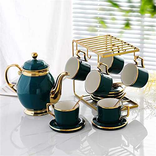 LUS European-style small luxury gold-rimmed coffee cup and saucer set ceramic household afternoon tea utensils with cup holders tea sets tea cups household water cups (A-Set 1)