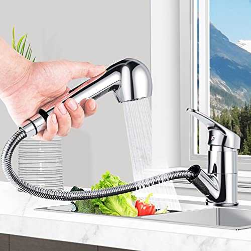 Kitchen Sink Taps kisimixer Pull Out Sprayer Cold and Hot Water Mixer Faucet 360 Degree Swivel Spout Sink Faucet Single Lever Kitchen Mixer Taps Chrome