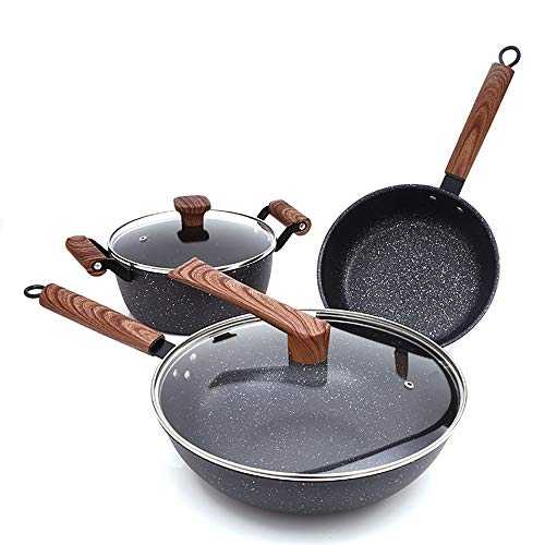 Cookware Set 3 Piece Frying Pan and Saucepan Set Cerastone Forged Aluminium with Easy Clean Non-Stick Ceramic Coating Chemical-Free Kitchen Sets with Stay-Cool Handle