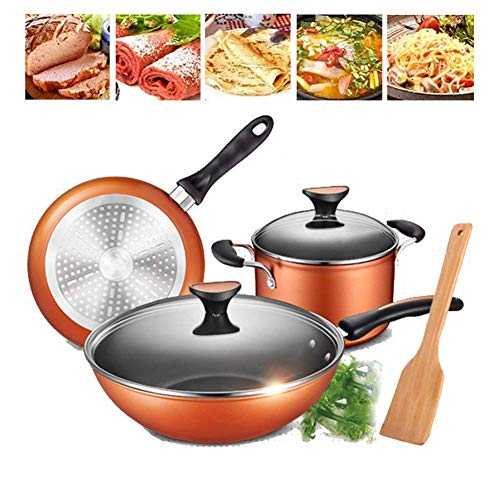 6 Piece Non-Stick Hard Anodized Cookware Set, Pots and Pans - 6-Piece Set with Saute Pan, Fry Pan and Stock Pot, Induction Compatible