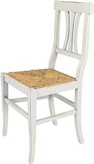 t m c s Tommychairs - Chair ARTEMISIA Shabby Chic Style suitable for kitchen and dining room, structure in artisan-made antique beechwood and seat in straw
