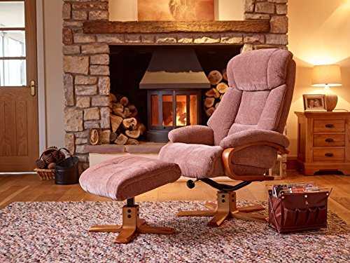 The Nice - Elegant Fabric Swivel Recliner Chair And Matching Footstool In Fawn