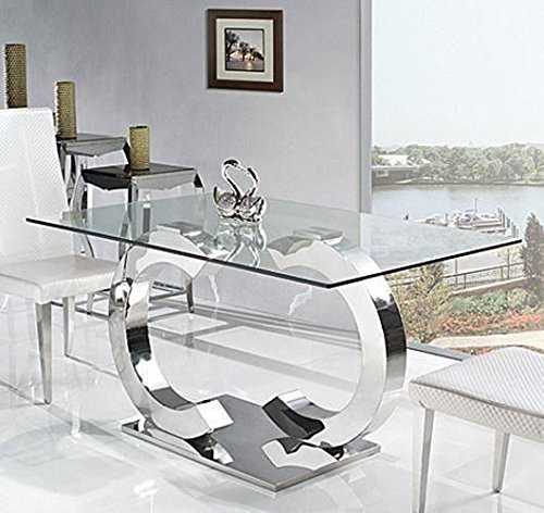 Channel Glass Dining Table only Silver Chrome C Shaped Table | 160 x 90cm 6 Seater Dining Table by Modern Furniture Direct