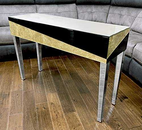 Comfortzone Home Furnishers Black and Gold Mirrored Console Table, 80 x 120 x 40cm