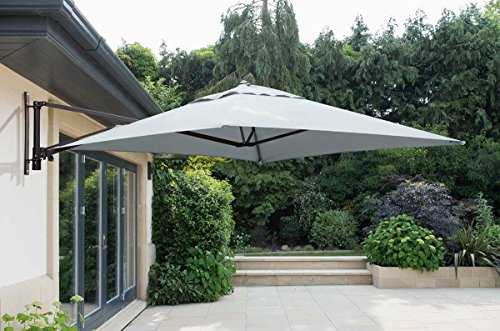 Norfolk Leisure 2m Square Wall Mounted Cantilever Parasol Aluminium Frame 220g Polyester Canopy and 14 strong 14mm Ribs