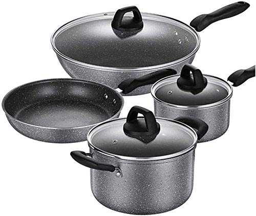 TYX-SS Cookware Set for Gas Electric and Stovetop Nonstick Cookware Set 4 Pieces Induction Pots and Pans Sets Frying Pan
