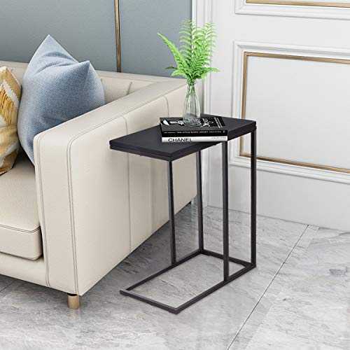 CASART Sofa Side Table, C-Shaped Coffee Snack Table Laptop Stand with Non-Slip Foot Pads, Over Bed End Table for Living Room, Bedroom and Office