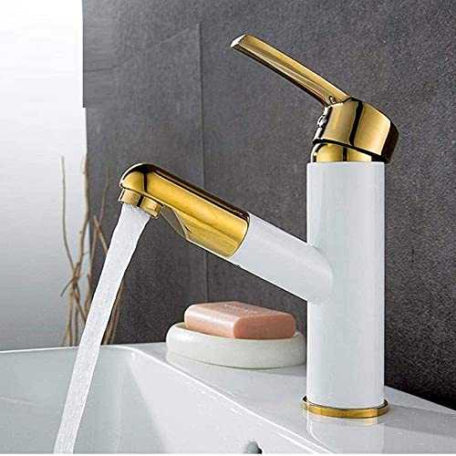 WYZQ Durable Bathroom Sink Taps Pull-Out Kitchen Sink Faucet,Bathroom Basin Faucet,Hot and Cold Control, Copper Material,Suitable for Kitchen Bathroom Easy Installation,Taps
