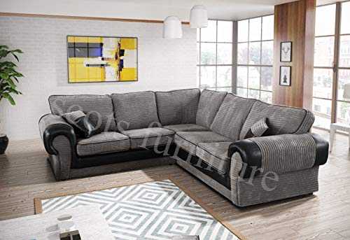 Amazing Sofas Large Tango Corner Sofa Jumbo Cord grey or brown (GREY/BLACK)