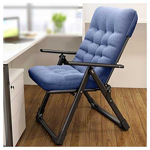 DUNAKE Chairs For Bedroom Desk, Chaise Lounge Indoor Modern, Folding Armchair Recliner With Detachable Soft Cushion Adjustable Single Leisure Chair For Living Room Office Adults (Color : Blue)