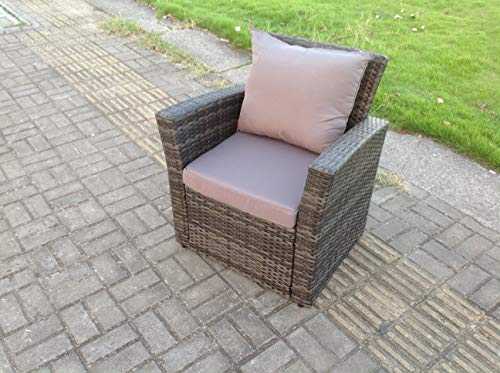 Fimous Rattan high back single arm sofa chair patio outdoor garden furniture with cushion