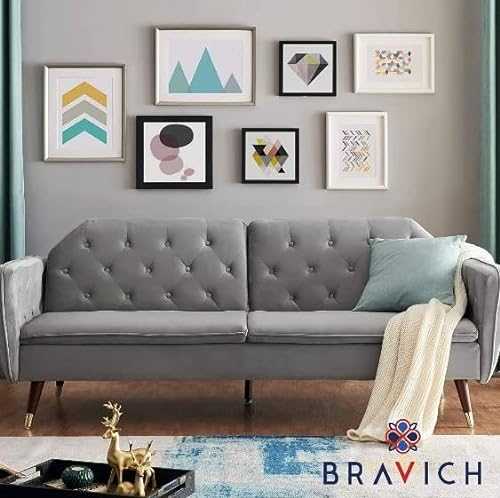 Modern Velvet Sofa Bed 3 Seater - 5 Colors (Grey)