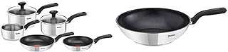 5 Piece, Comfort Max, Stainless Steel, Pots and Pans, Induction Set & Comfort Max Stainless Steel Non-stick Wok, 28 cm - Silver