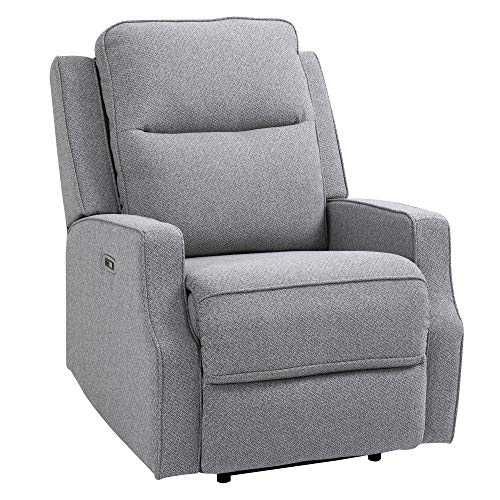 HOMCOM Wall Hugger Electric Power Recliner Chair Armchair Sofa with Linen Upholstered Seat and Backrest, Retractable Footrest, Grey