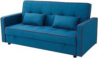 Tolalo Sofa Bed 3 Seater Click Clack Sofabed with Hidden Storage Space and Armrest Fabric Settee Couch for Living Room, Bedroom, Guest Room (Blue), Three Seats