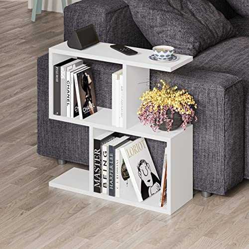 Hocuspicus 2 Tier Storage Side Table - Many Colour Options - 60x60x20cm - Shelves Organizer Office Living Room End Desk Stand Display (White)