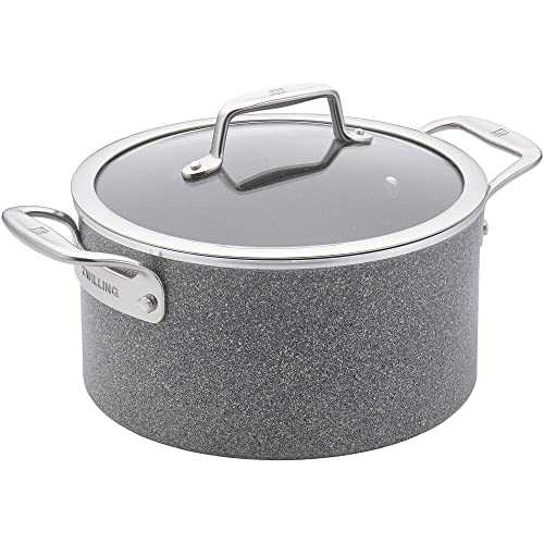 Vitale 6-qt Nonstick Dutch Oven with Lid, Aluminum, Scratch Resistant, Made in Italy, Gray