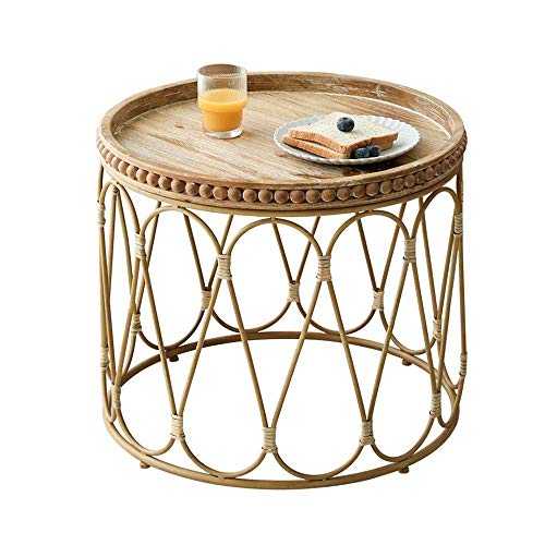 Bed Table, Tables Rattan Round Coffee Table, Side Table, Negotiating Table in The Living Room, Modern Creative Side Table, Diameter 21.65 inch Coffee Table Color : Rattan, Size : 21.6521.6521.65in