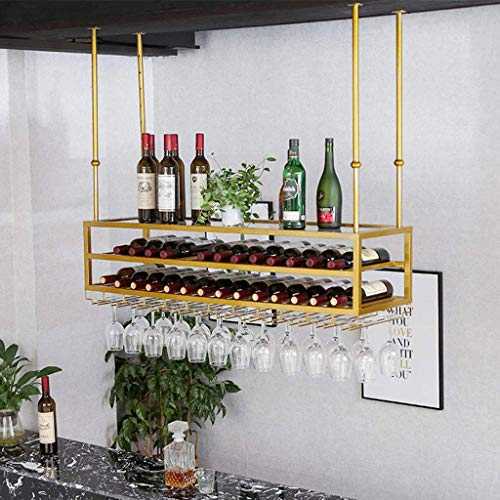 European Style Iron 3-Tier Ceiling Wine Racks Bottle Beverage Stand Adjustable Height Stemware Holder To Hang Cocktail Or Champagne Flutes For Kitchen Bar Pubs Or Restaurants Rack,#1,120Cm(4
