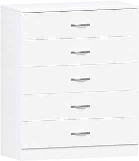 Vida Designs White Chest of Drawers, 5 Drawer With Metal Handles and Runners, Unique Anti-Bowing Drawer Support, Riano Bedroom Storage Furniture