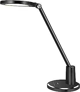 JUKSTG Desk Lamp, 64 pcs LEDs Eye-Caring Table Lamps, 10 Brightness Levels with 5 Lighting Modes LED Desk Light,Home Office lamp with Touch-Sensitive Control, 12 W Reading Lamp, Black