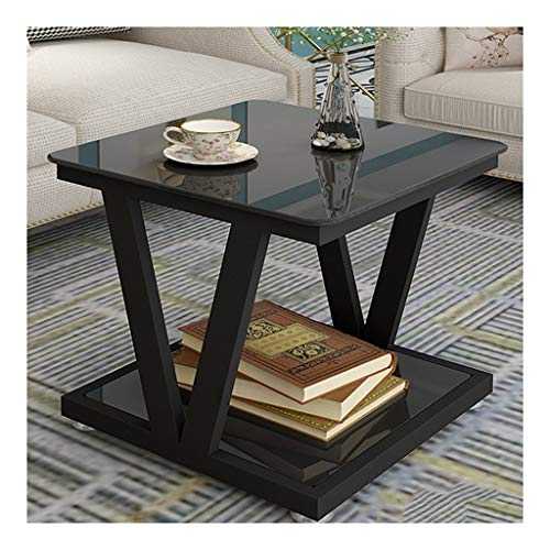 Coffee Table Nordic Living Room Fashion Square Table Creative Side Sets of Tables Sofa Side Small Table Iron Alloy Coffee Table Tea table (Color : All black, Size : 50x60cm)