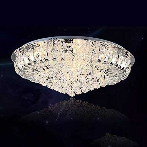 6167 Modern Genuine K9 Crystal LED Round Flush Ceiling Light Chandelier 3 Colours + Remote Control (Clear, 80cm)